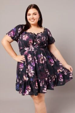 Black Floral Lace Up Minidress -You And All Fashion Store cdd3844 10a floral 3