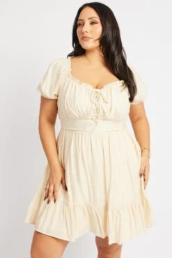 Beige Lace Up Minidress -You And All Fashion Store cdd3844d 10ab champagne 3