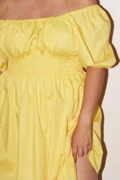 Yellow Shirred Waist Cotton Blend Pocket Minidress -You And All Fashion Store cdd3930a 10ab yellow 6