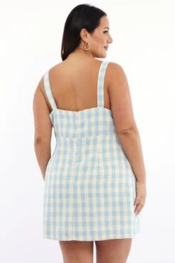 Blue Check Mini Dress Sleeveless Rosette Detail -You And All Fashion Store cdd40011 116db check 4