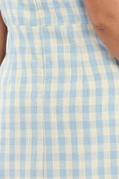 Blue Check Mini Dress Sleeveless Rosette Detail -You And All Fashion Store cdd40011 116db check 5