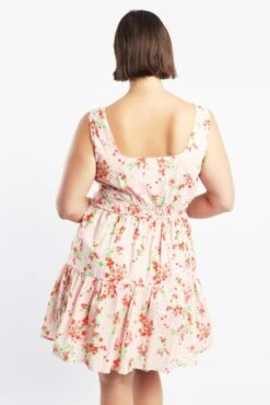 Pink Floral Scoop Neck Tie Front Cotton Poplin Minidress 8 Pink Floral Scoop Neck Tie Front Cotton Poplin Minidress -You And All Fashion Store cdd4042 127ab floral 4