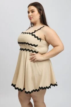 Beige Ric Rac Trim Mini Dress -You And All Fashion Store cdd4044 47ab beige 4