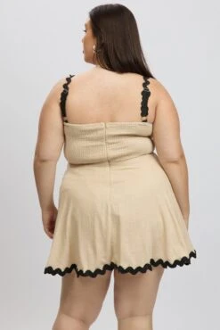 Beige Ric Rac Trim Mini Dress -You And All Fashion Store cdd4044 47ab beige 5