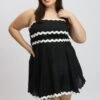 Black Ric Rac Trim Mini Dress