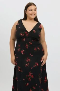 Red Floral Maxi Dress Sleeveless V-Neck -You And All Fashion Store cdd4046c 47r floral 3