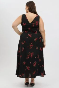 Red Floral Maxi Dress Sleeveless V-Neck -You And All Fashion Store cdd4046c 47r floral 5