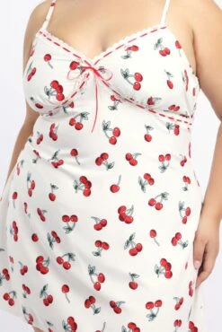 White Print Ribbon Trim Cherry Print Cami Slip Dress 9 White Print Ribbon Trim Cherry Print Cami Slip Dress -You And All Fashion Store cdd4080 123ab print 5