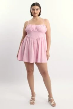 Pink Milkmaid Shoestring Strap Minidress -You And All Fashion Store cdd4151 47ab pink 3