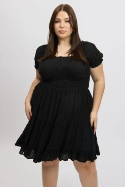 Black Crinkle Rayon Blend Tiered Minidress -You And All Fashion Store cdd4156 10a black 3