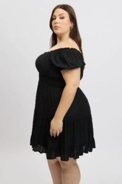 Black Crinkle Rayon Blend Tiered Minidress -You And All Fashion Store cdd4156 10a black 4