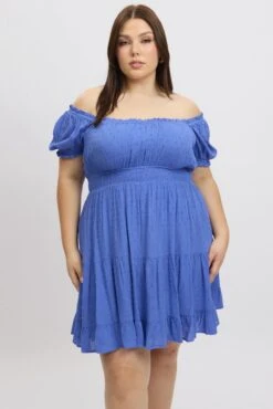 Blue Crinkle Rayon Blend Tiered Minidress -You And All Fashion Store cdd4156 10a blue 3