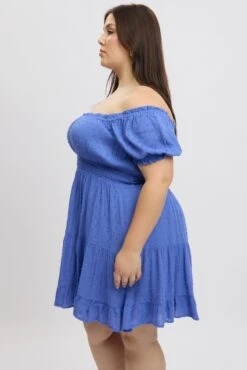 Blue Crinkle Rayon Blend Tiered Minidress -You And All Fashion Store cdd4156 10a blue 4