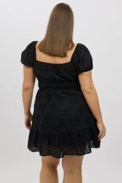 Black Cotton Eyelet Lace Scoop Neck Mini Dress -You And All Fashion Store cdd4190 47a black 5