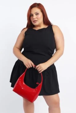 Black Drop Waist Mini Dress