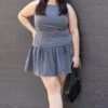 Grey Drop Waist Mini Dress