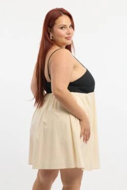 Black Babydoll Contrast Cotton Strappy Minidress -You And All Fashion Store cdd4859 116a black 3