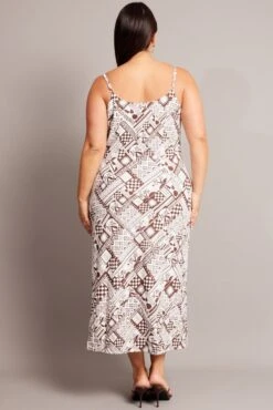 Brown Abstract Midi Dress Sleeveless Slip -You And All Fashion Store cdd5070 36r abstract 5