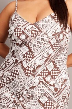 Brown Abstract Midi Dress Sleeveless Slip -You And All Fashion Store cdd5070 36r abstract 6