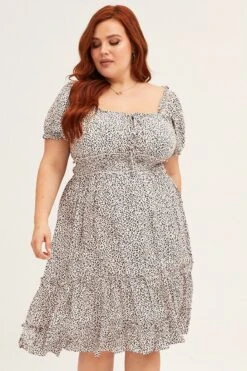 Animal Print Short Sleeve Animal Print Gather Mini Skater Dress -You And All Fashion Store cdd6058k 34r animal print 3