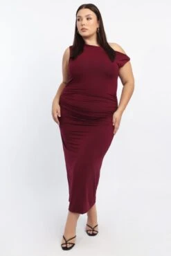 Red Twist Off Shoulder Supersoft Maxi Dress -You And All Fashion Store cdd7746a 84a burgundy 3