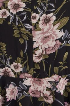 Black Floral Fit And Flare Dress Short Sleeve Wrap -You And All Fashion Store cdd7816r 81rb floral 6