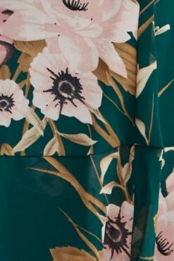 Green Floral Fit And Flare Dress Short Sleeve Wrap -You And All Fashion Store cdd7816s 81rb floral 6