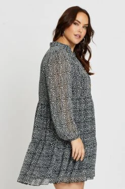 Animal Print Skater Dress V-neck Long Sleeve -You And All Fashion Store cdd7888b 36lb animal prt 4