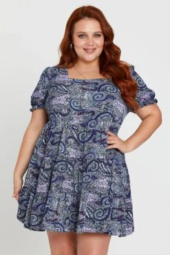 Boho Print Smock Dress Square Neck Short Sleeve -You And All Fashion Store cdd8331 10ab boho prt 3 2