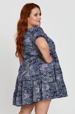 Boho Print Smock Dress Square Neck Short Sleeve -You And All Fashion Store cdd8331 10ab boho prt 4 2