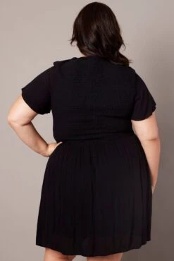 Black Shirred Mini Shirtdress -You And All Fashion Store cdd8372 35a black 5