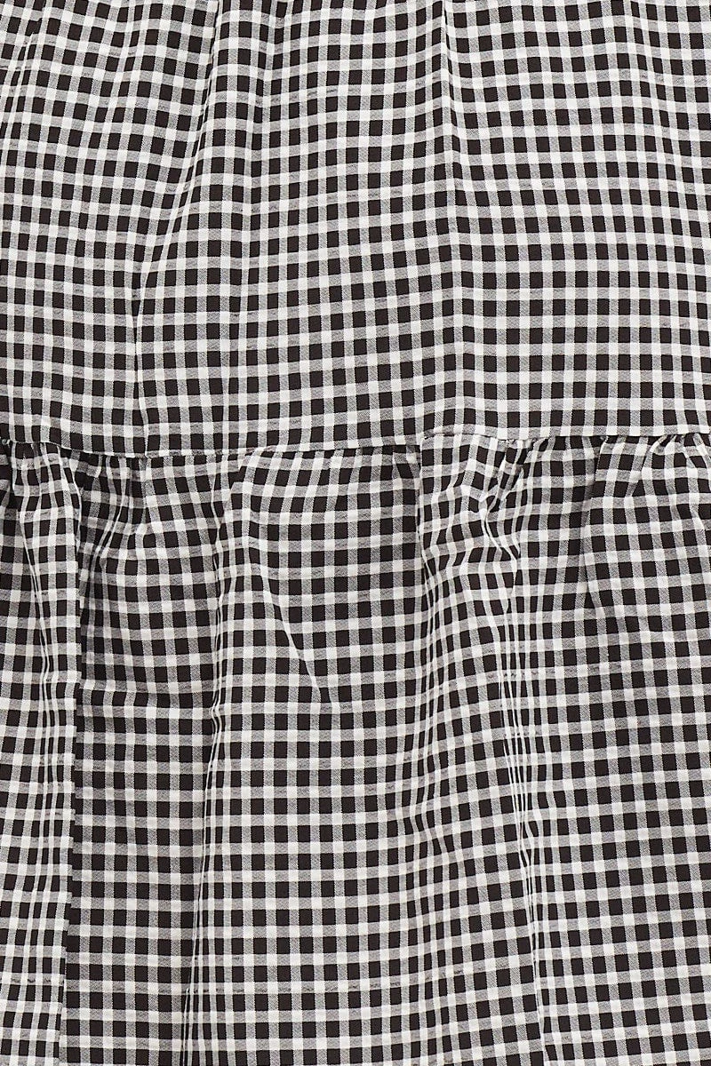 Check Skater Dress Round Neck Puff Sleeve 6 Check Skater Dress Round Neck Puff Sleeve - Image 6