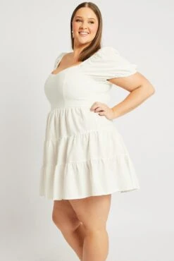 White Puff Sleeve Mini Dress Sweetheart Neck -You And All Fashion Store cdd9075d 36ab white 4