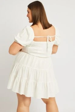 White Puff Sleeve Mini Dress Sweetheart Neck -You And All Fashion Store cdd9075d 36ab white 5