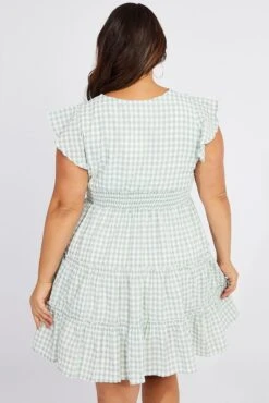 Green Check Fit And Flare Dress Short Sleeve -You And All Fashion Store cdd9264e 34r check 5