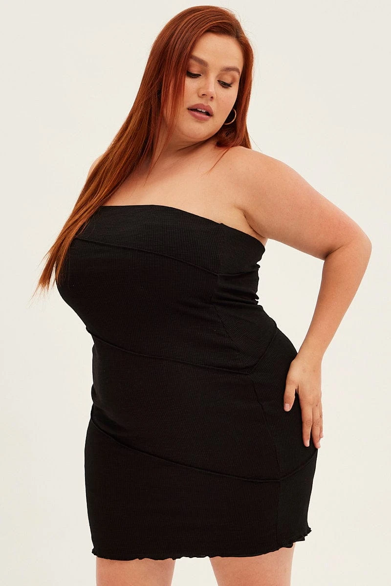 Black Bodycon Dress Strapless Rib Jersey 1 Black Bodycon Dress Strapless Rib Jersey