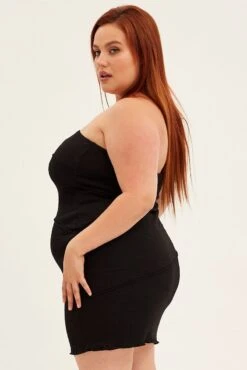 Black Bodycon Dress Strapless Rib Jersey 9 Black Bodycon Dress Strapless Rib Jersey -You And All Fashion Store cdd9349 81rb black 4