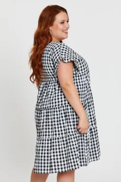 Check Skater Dress V-neck Short Sleeve -You And All Fashion Store cdd9841 38ab check 4 2