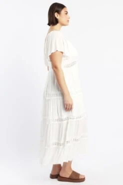 White Maxi Dress Short Sleeve Tiered Crochet -You And All Fashion Store cdd9991ea 115rb white 3