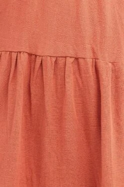 Brown Sleeveless Linen Blend Tiered Swing Dress -You And All Fashion Store cddc16760d 81rb rust 6 1 1