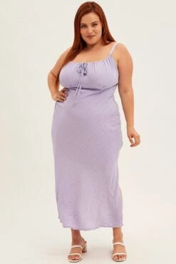 Purple Midi Dress Sleeveless Ruched Bust -You And All Fashion Store cddc6129k 81rb lavender 3