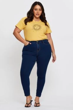 Blue Denim Jeggings High Rise -You And All Fashion Store cdl1076 33b indigo 3