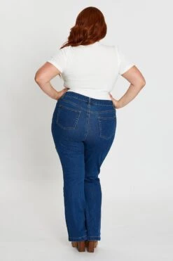 Mid Blue High Rise Flare Denim Jeans -You And All Fashion Store cdl1200 33jb mid blue 5