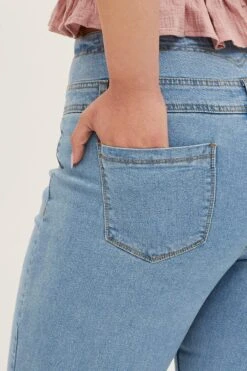 Steel Blue High Rise Acid Wash 4 Buttons Skinny Denim Jean -You And All Fashion Store cdl1222a 33jb steel blue 6