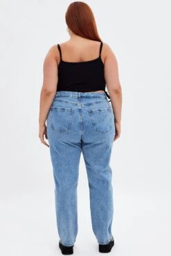 Blue Denim Mom Jean High Rise -You And All Fashion Store cdl1265 20j denim blue 5