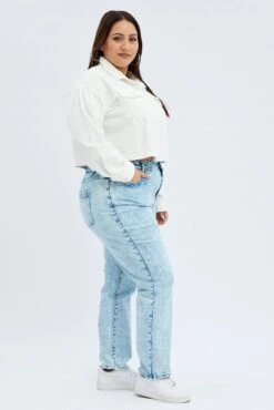 Denim Mom Denim Jeans High Rise -You And All Fashion Store cdl1265e 20j light wash 4