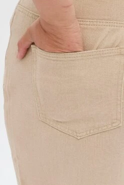 Beige Wide Leg Denim Jeans High Rise -You And All Fashion Store cdl1287d 20jb beige 6