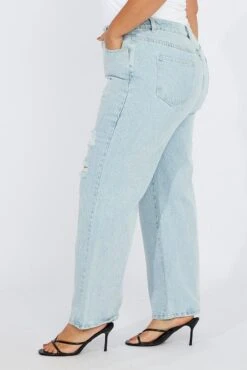 Denim Wide Leg Jeans High Rise Distressed -You And All Fashion Store cdl1287e 84jb mid wash 4