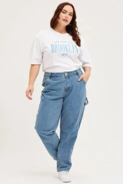 Blue High Rise Carpenter Denim Jeans -You And All Fashion Store cdl1318d 33j denim blue 3