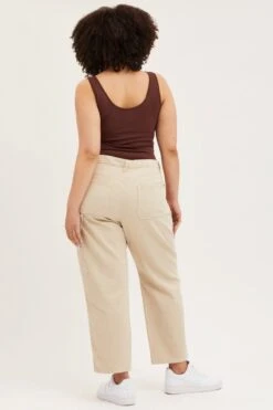 Beige High Rise Carpenter Denim Jean -You And All Fashion Store cdl1318e 33jb beige 5